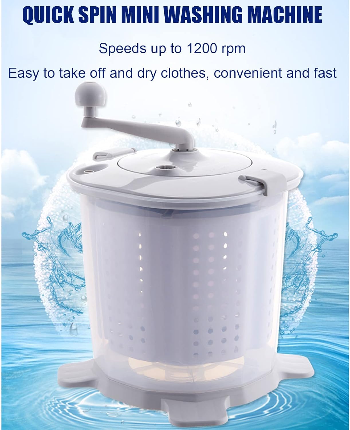 Portable Manual Washer Non-Electric Spin Dryer Combo, Mini Washing Machine Hand Powered Laundry Spinner, Compact Clothes Underwear Sock Washer Compact, For RV's/Camping/Emergency/Apartments
