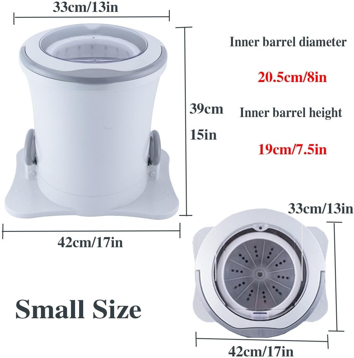 Manual Clothes Spin Dryer 17x15in 17x18.5in Spin Dryer Non-Electric Convenience And Efficiency For RV Apartments Dorms Camping Travel(Pink,Small)
