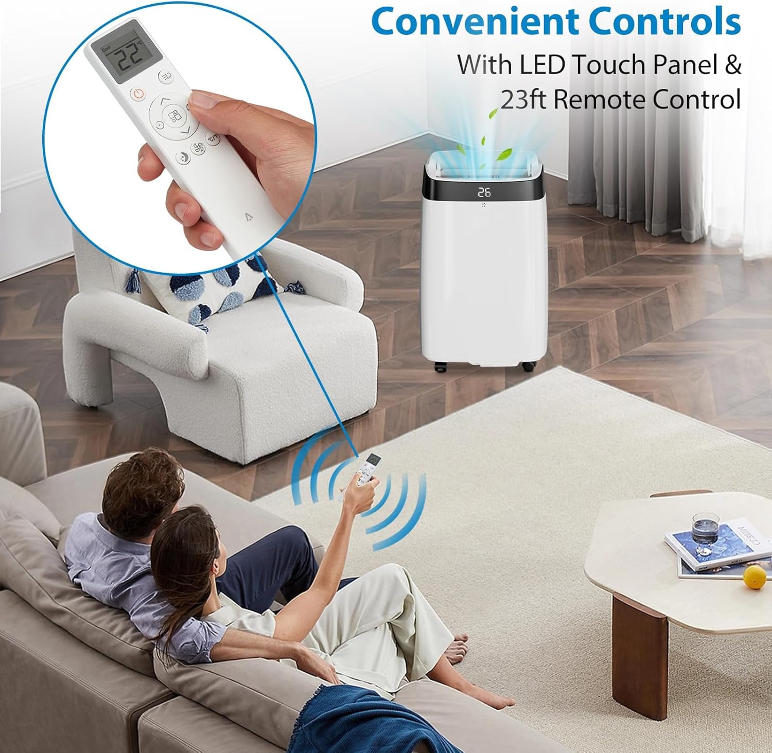 Portable Air Conditioners 10000 BTU, 3-in-1 Freestanding AC with Remote Control for Room up to 450 Sq. Ft., Digital Display, Window Installation Kit, 24H Timer, Sleep Mode