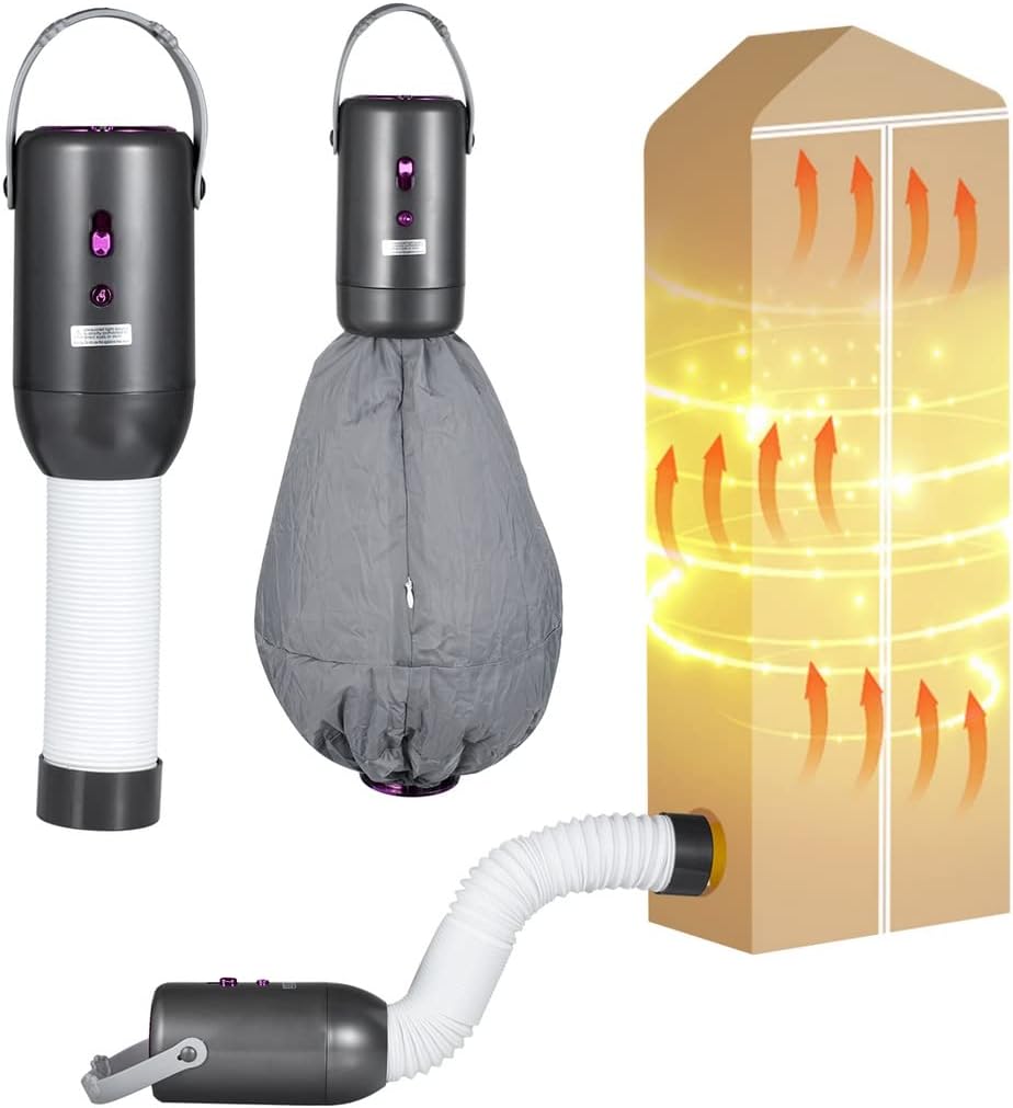 Multifunctional Small Dryer for Travel Home Laundry, Portable Clothes Dryer, 200-400W with Warm Shoe Expansion Tube and Big Clothes Bags