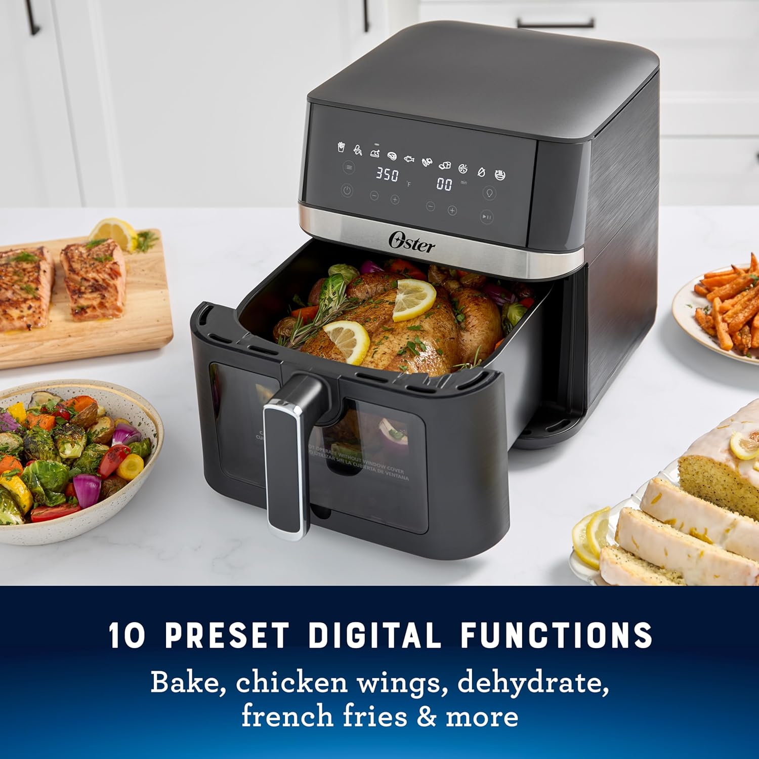 Oster 6 Quart Digital Air Fryer with Window, Large Capacity Airfryer for Easy Cooking