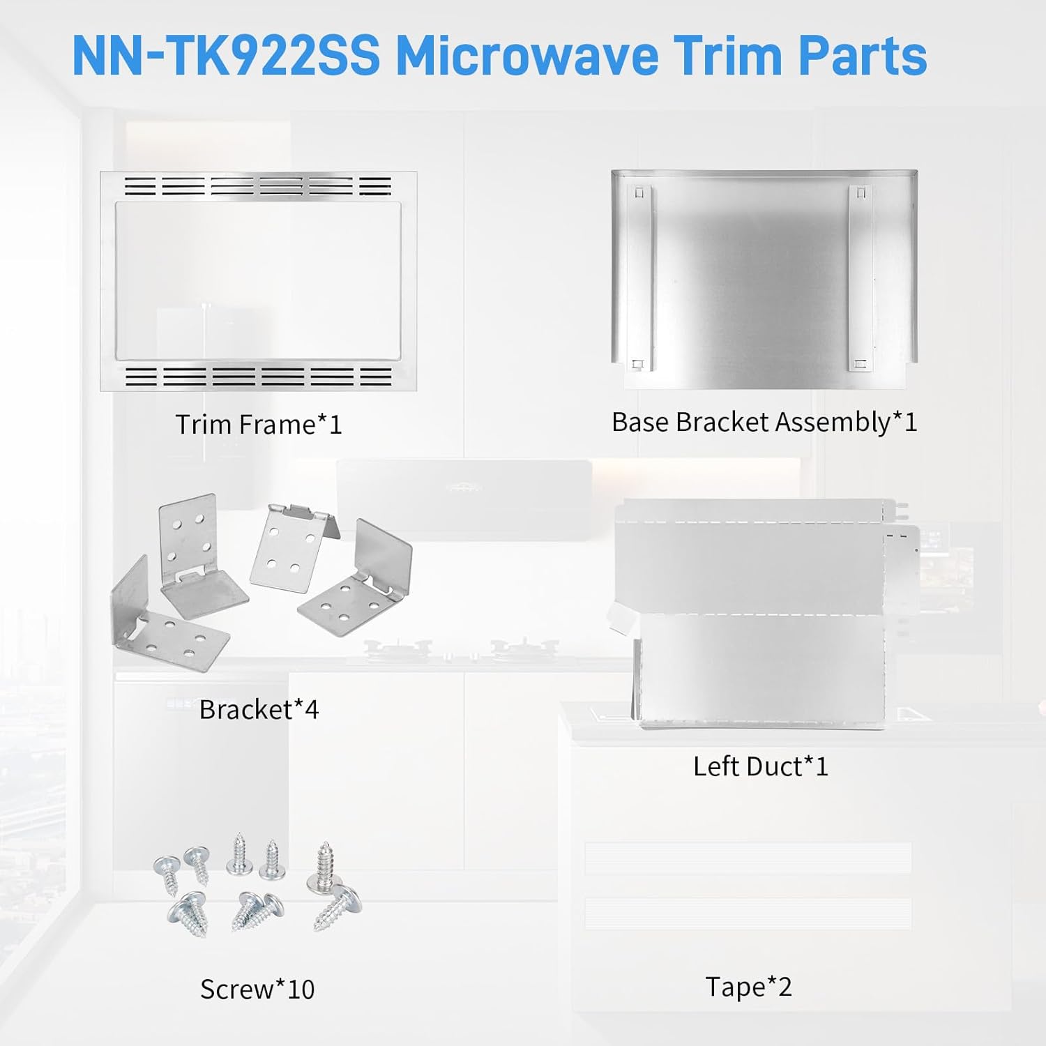 NN-TK922SS 27-inch Trim Kit, Stainless Steel 27” Microwave Trim Kit for 2.2 cu ft Microwave Ovens Compatible with Models Including NN-SE9...S, NN-SD9...S, NN-SN9...S