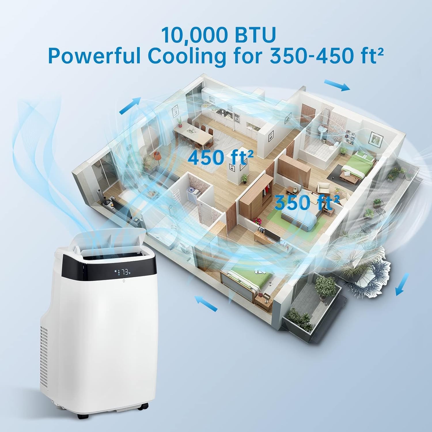 Acekool 10000 BTU Portable AC Unit with Remote Control, Dual Motor Portable Air Conditioners for Home/Office/Dorms