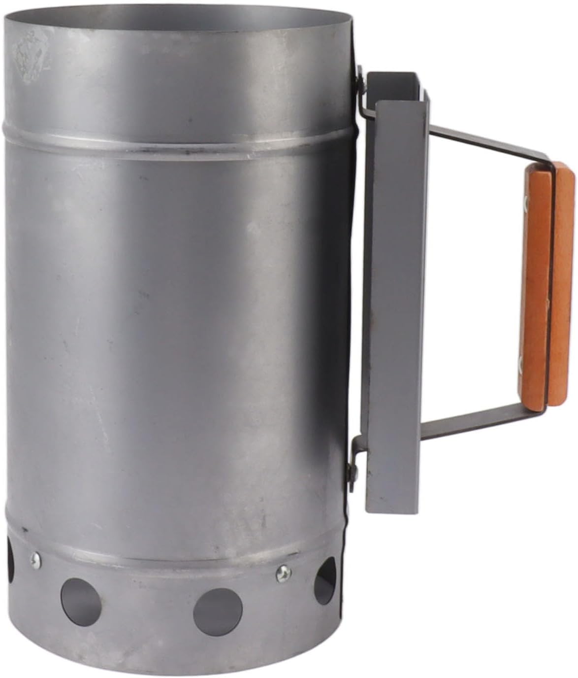 Grill Chimney, Starter Zinc Iron Alloy Charcoal Chimney Starter Compact Portable Quick Charcoal Ignition Zinc Iron Alloy Wood Handle 28x16cm for Outdoor Cooking Camping Picnic