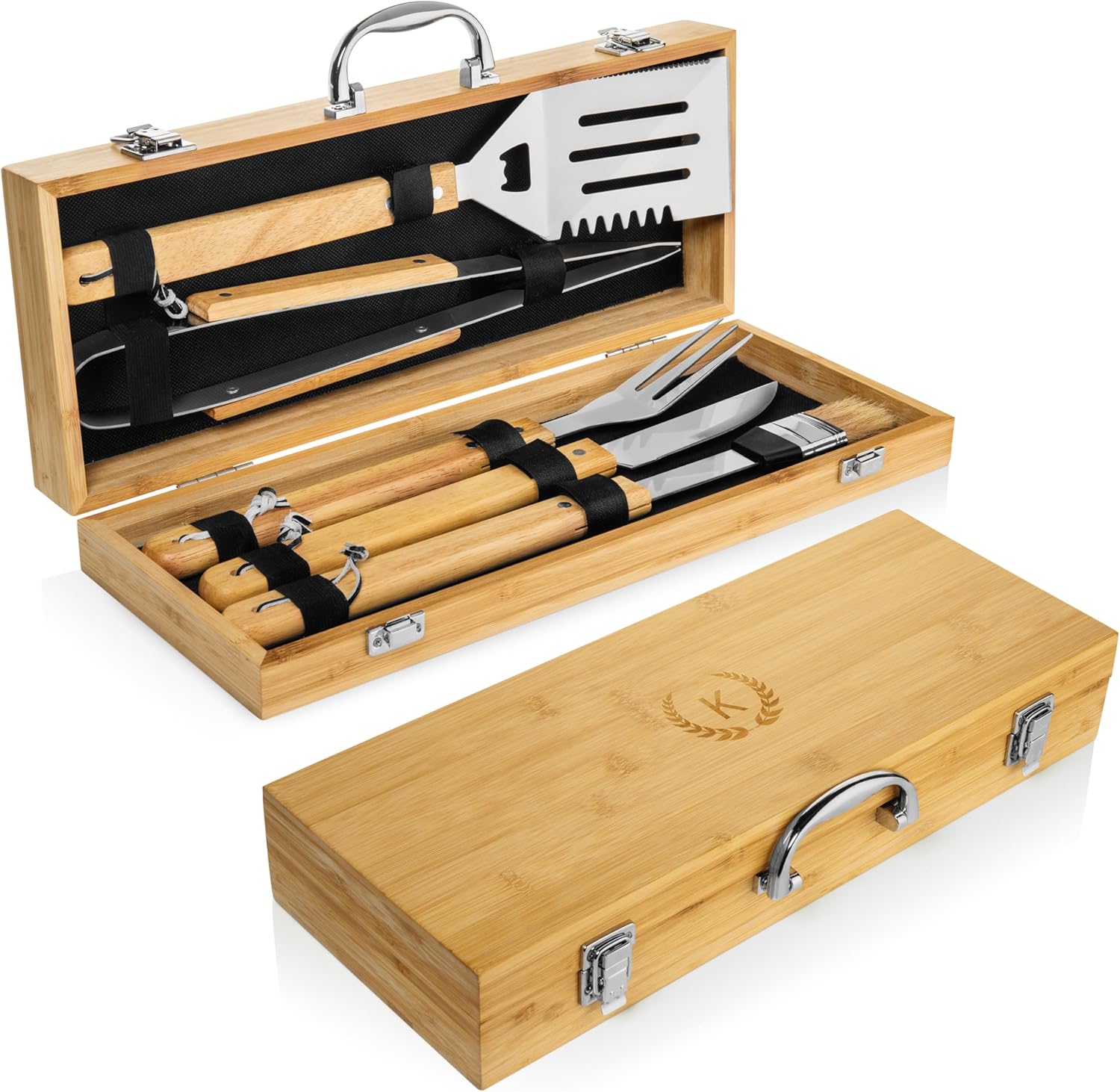 BBQ Toolset Box, Grill Accessaries Carrying Case, Grill Kit Case, Bamboo BBQ Utensil, Barbeque Uttensil, Barbecue Utensil, Barbecue Accessaries, Excellent Gift!