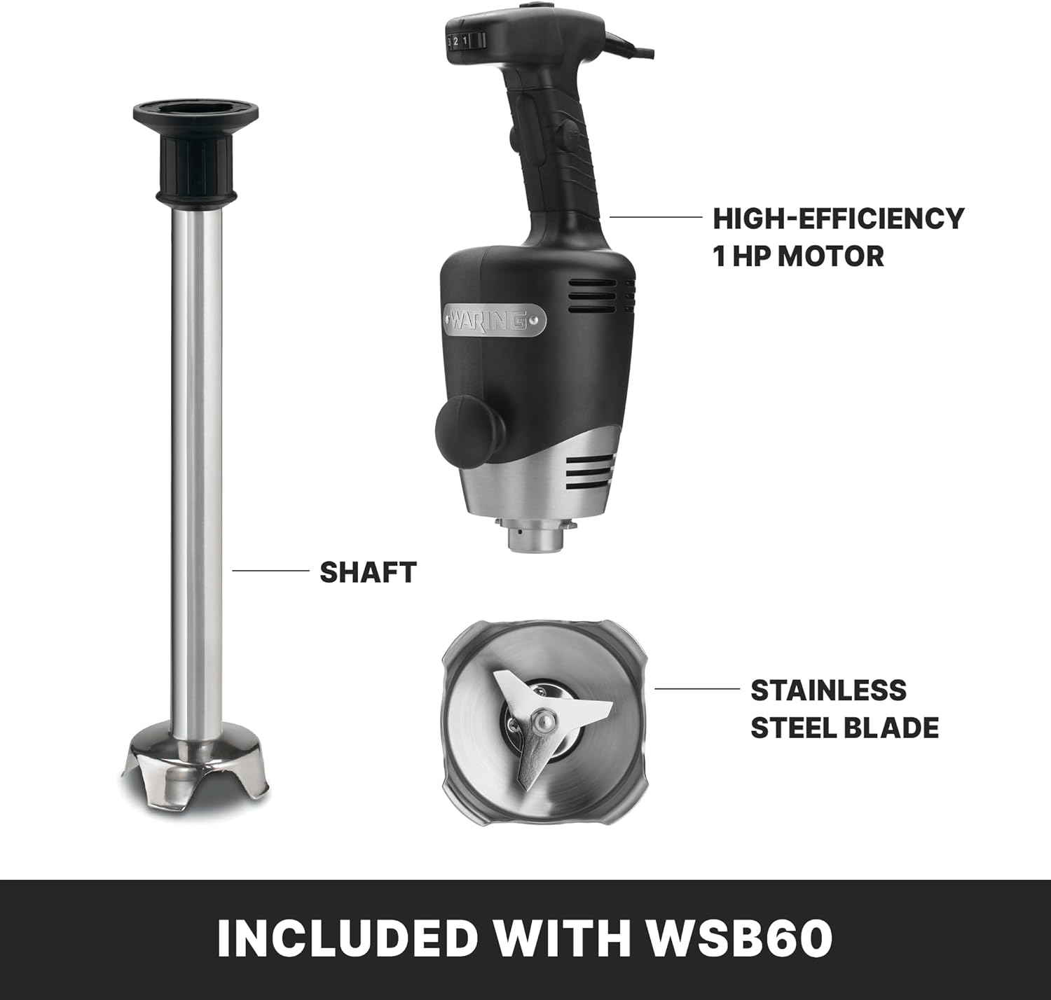 Waring Commercial WSB60 Big Stix Heavy Duty Immersion Blender, 16