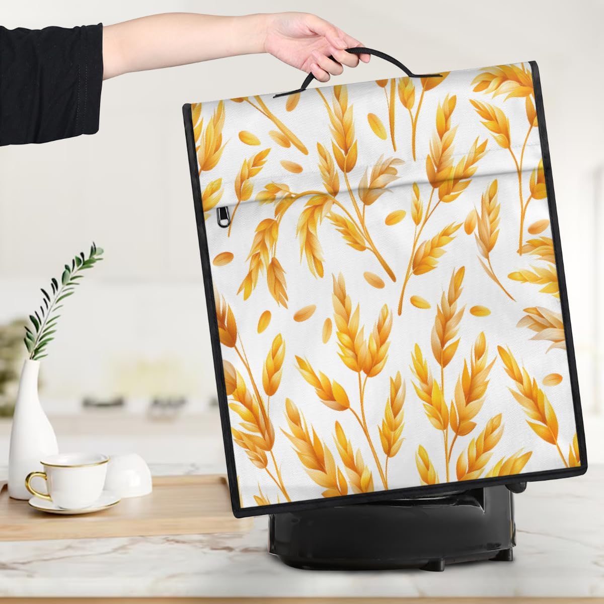 Golden Wheat Kitchen Aid Mixer Cover Compatible with 6-8 Quarts Stand Mixer Covers with Pocket Coffee Maker Dust Covers Kitchen Aid Accessories Blender Cover for Tilt Head Bowl Lift