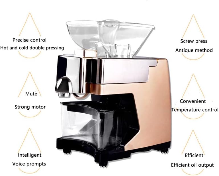 Oil Press Household, Automatic Oil Extractor Hot Cold Pressed Oil, LCD Touch Panel, 304 Organic Oil Maker, 110v-240v Small Household Appliances