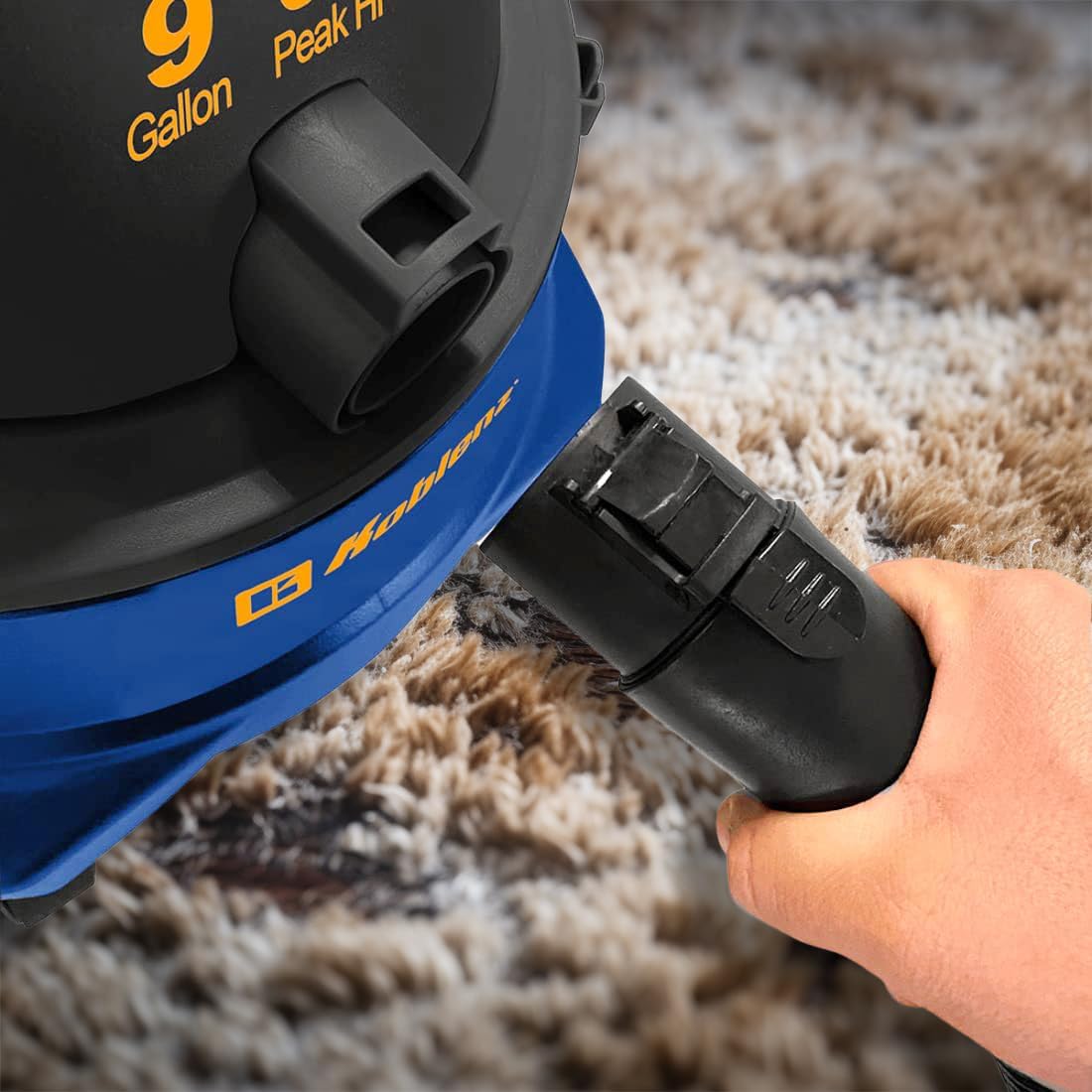 Koblenz Wet Dry Vacuum Cleaner, 9.0 Gallon Tank, 5.0 HP Powerful Vacuum for Dry and Wet Messes, Vacuum Cleaner and Blower, Accessories Included, Black+Blue (WD-9 L212)