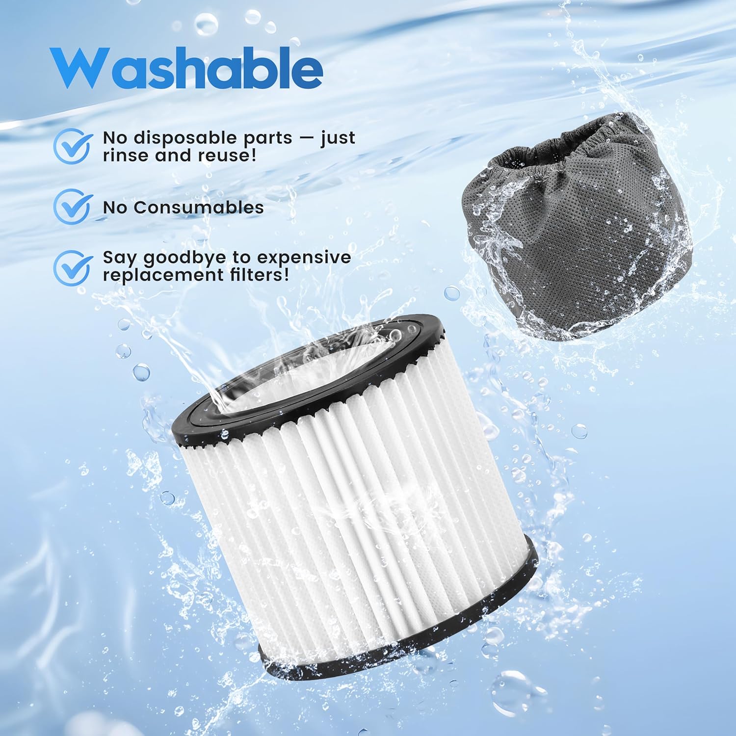 RELOIVE Wet Dry Vacuum,4.5 Gallon 2000W 6.5 Peak HP,3-in-1 Stainless Steel Shop Vacuum Wet and Dry,with Filter and Attachments for House Garage Workshop Car