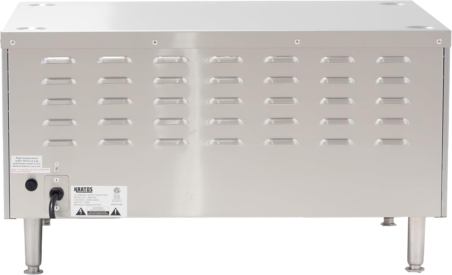 Kratos Commercial Oven, Single-Deck Countertop Electric Pizza/Bakery Oven, Stainless Steel, Cooks 18