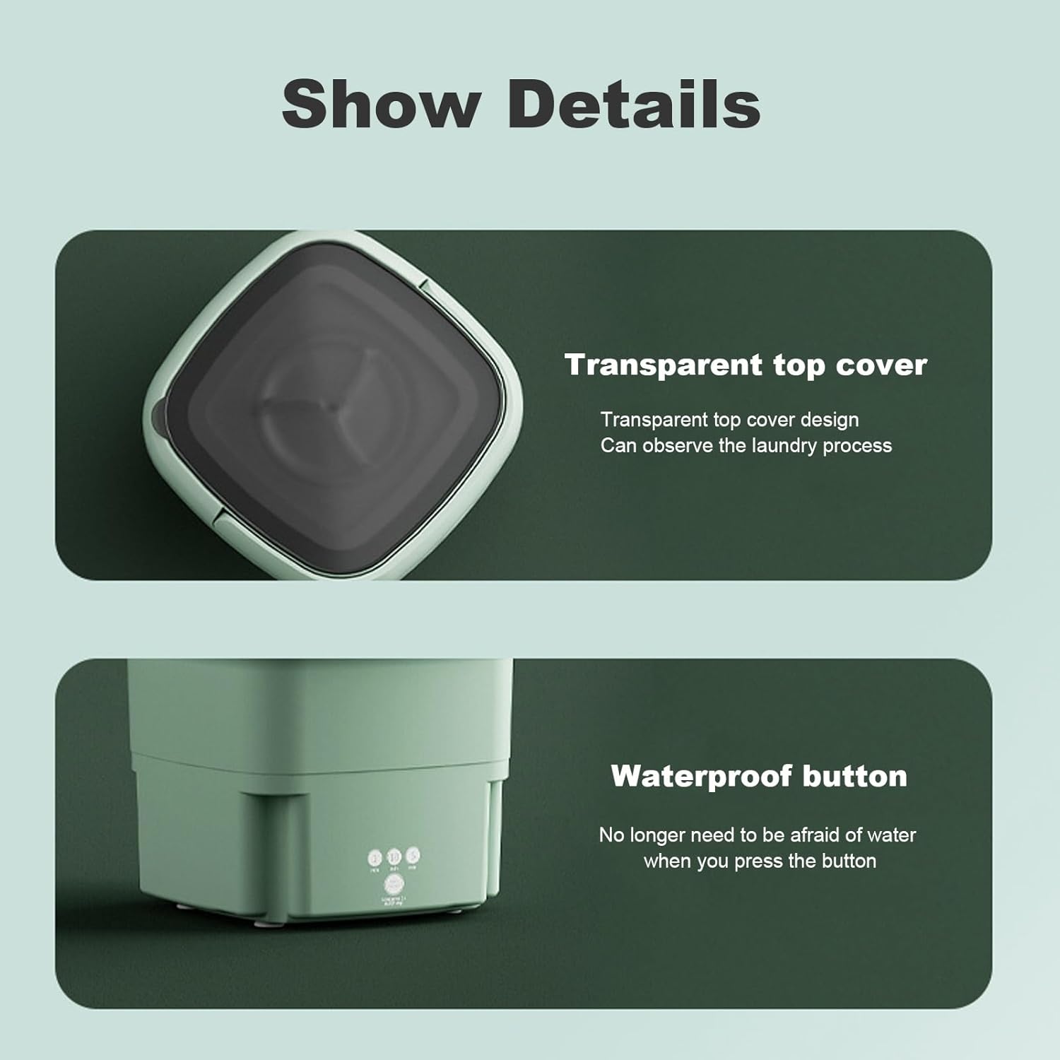 WHYATT Portable Mini Washer with 3 Modes,Foldable Deep Cleaning for Washing Small Pieces of Clothing, Baby Clothes,Underwear