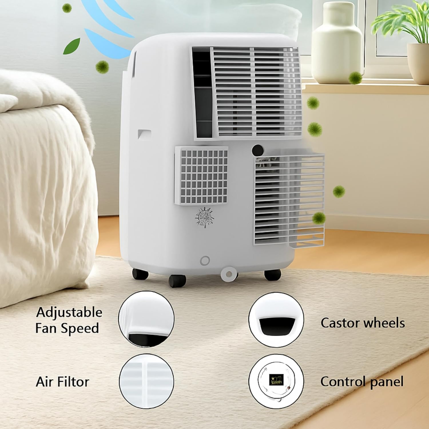 GAOMON 10,000 BTU Portable Air Conditioner for Bedroom & Small Rooms - 3-in-1 Energy-Efficient AC Unit with Remote Control, 24H Timer, Quiet Operation & Fast Cooling, Compact Design for Dorm/Office