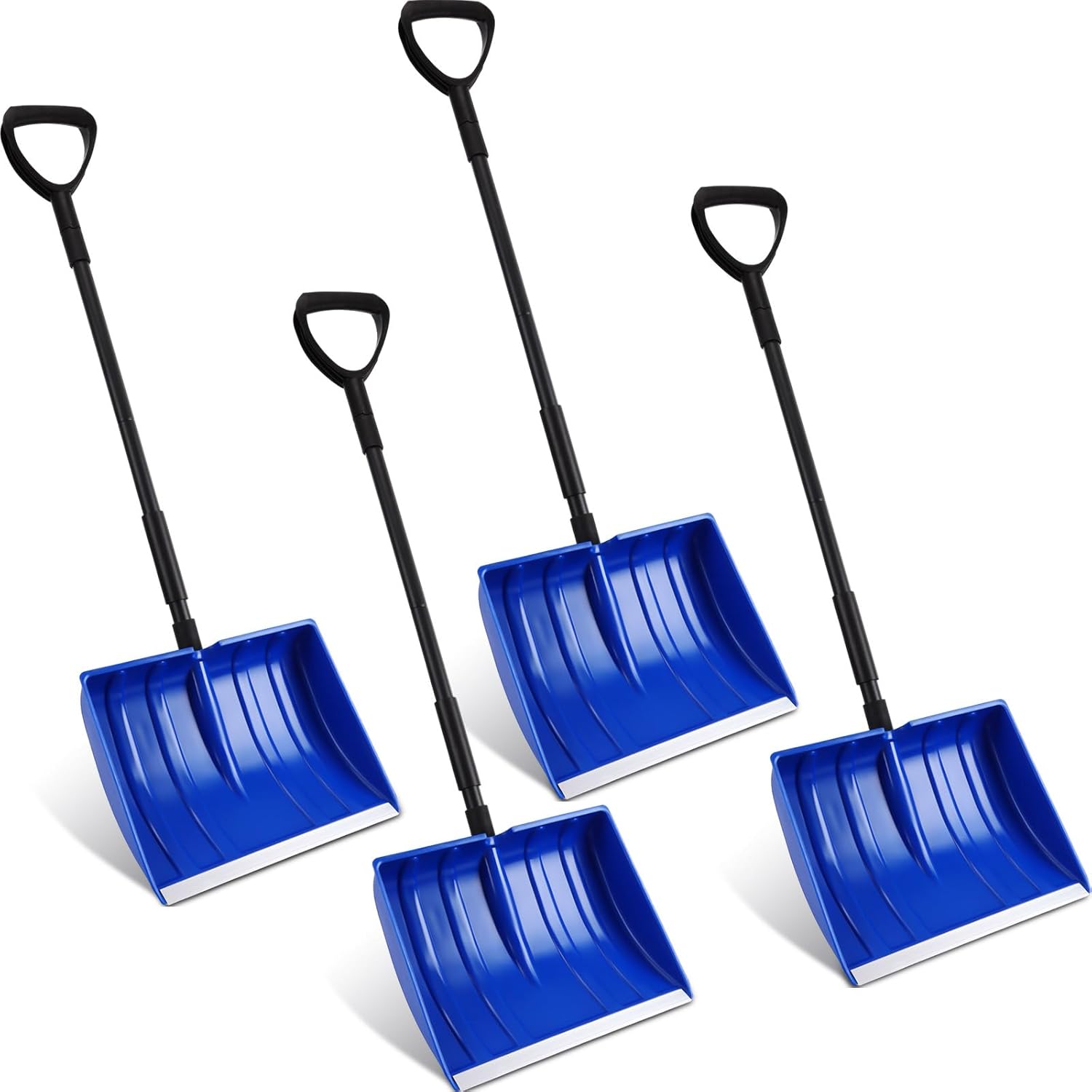 Lasnten 4 Pcs Snow Shovel for Driveway 48 Inch Long Large Capacity Portable Snow Shovel with D - Grip Handle Heavy Duty Metal Collapsible Removal Winter Emergency Tools for Car Driveway Home Garage