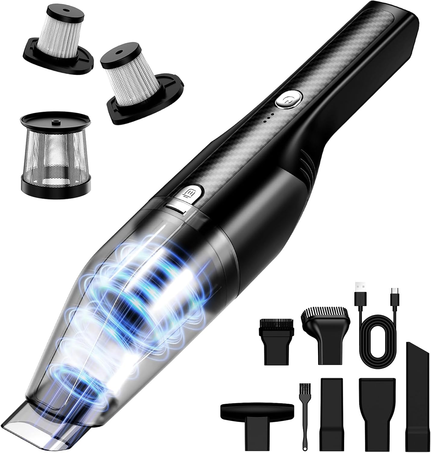 Handheld Vacuum Cordless -Car Vacuum Portable Cordless Cleaner Powerful Suction,1.2lbs Lightweight, Type-C Charge, Multiple Accessories, Portable Hand Vacuum for Home, Pet and Car