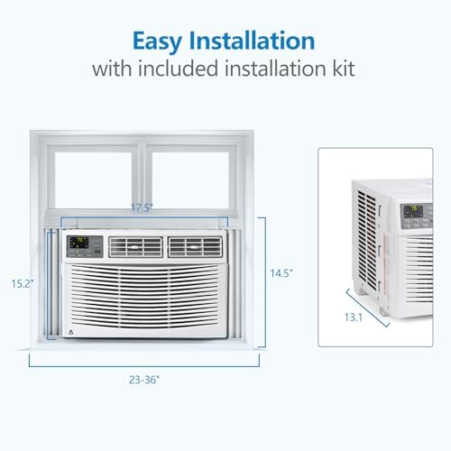 12000 BTU Window Air Conditioner, Cools Up to 550 Sq. Ft, 3 Cooling & Fan Speeds, Energy Efficient, Perfect Ac Window Unit for Bedroom, Living Room, Home Office