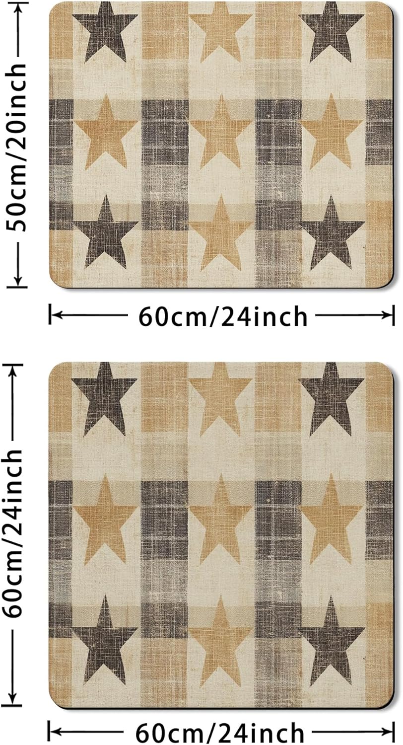 Rustic Star Washer Dryer Top Protector Mat, Farmhouse Style Laundry Machine Dust Covers, Cozy Vintage Rustic Anti-slip Waterproof Washer And Dryer Mats for Laundry Room 24x24 Inch