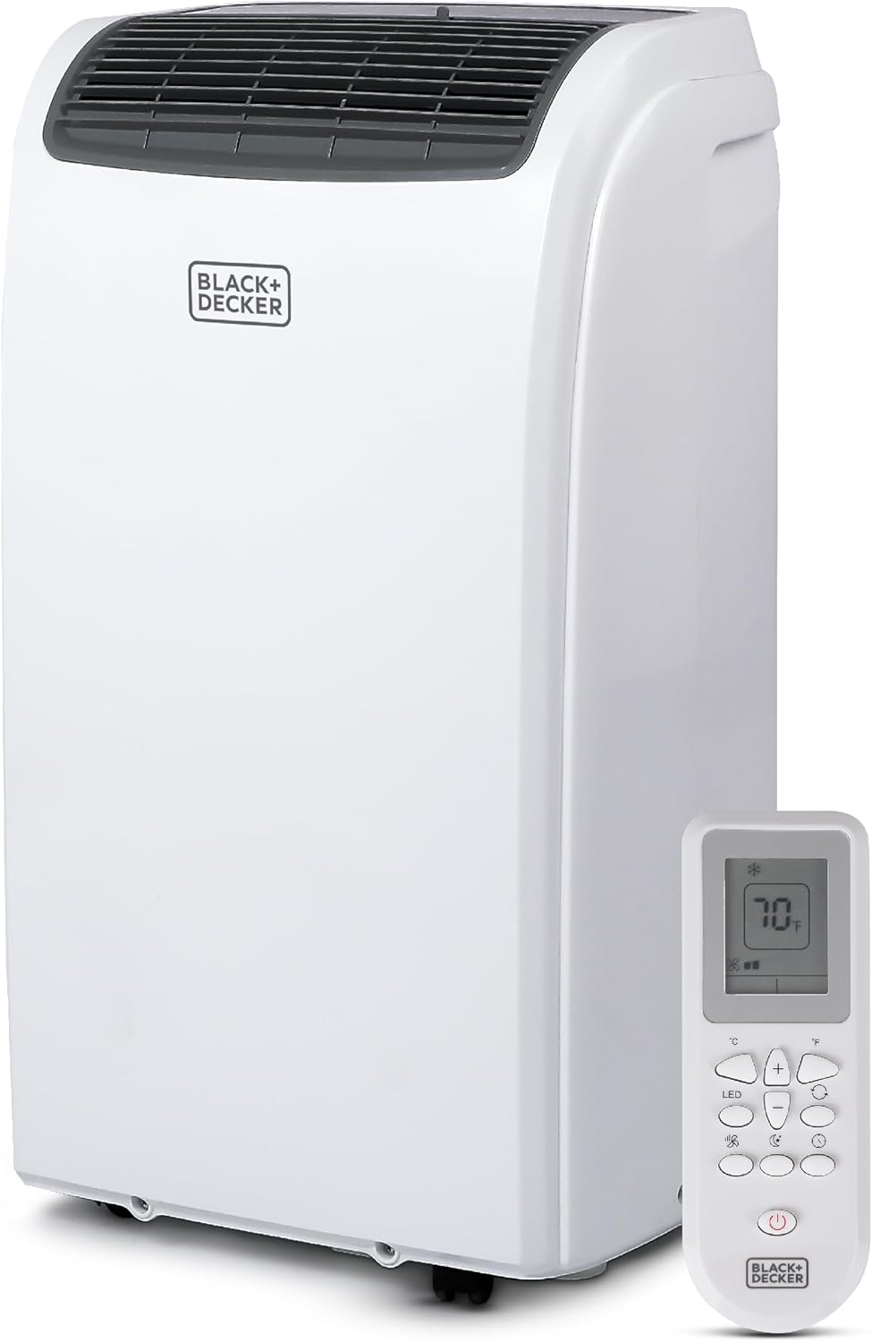 BLACK+DECKER Portable Air Conditioner, 12,000 BTU (8,000 BTU SACC) for Rooms up to 550 Sq. Ft., Portable AC with Follow Me Remote Control and Window Kit, BPACT12WT, White