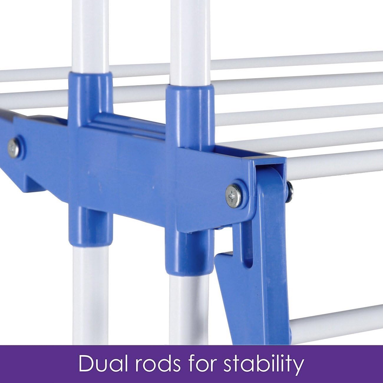 BonBon 3 Tier Clothes Drying Rack Folding Laundry Dryer Hanger Compact Storage Steel Indoor Outdoor (Blue/White)