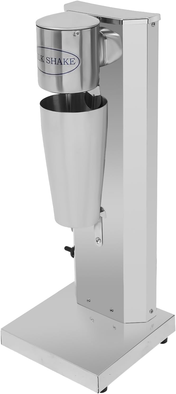 Electric Milkshake Blender Machine, Stainless Steel with 0.21gal Cup Milkshake Blender 180W 110V Commercial Milk Shake Maker Mixer for Commercial Home, Silver