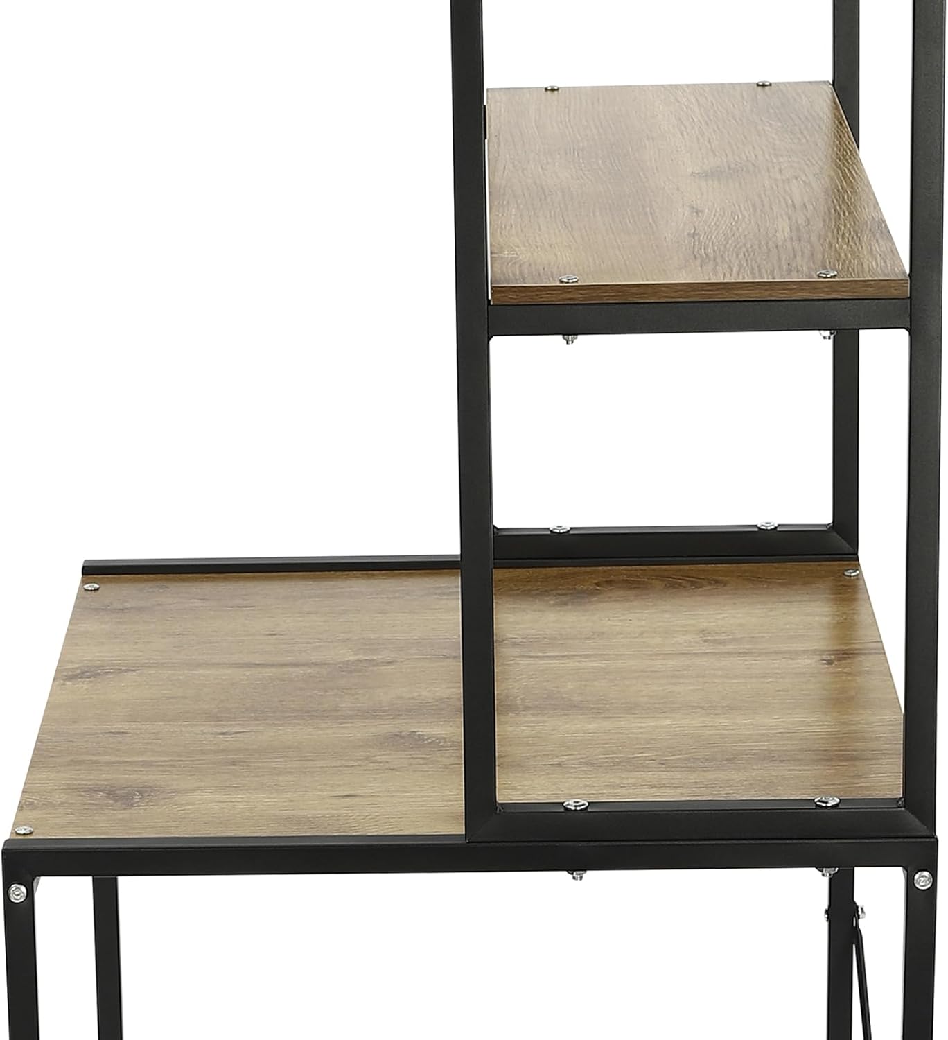 Over Washer Dryer Standing Rack Stand with Adjustable Rubber Feet, Hanging Towels Organizer Laundry Products Storage Shelf for Bathroom Laundry Room Space Saver (Black + Oak)