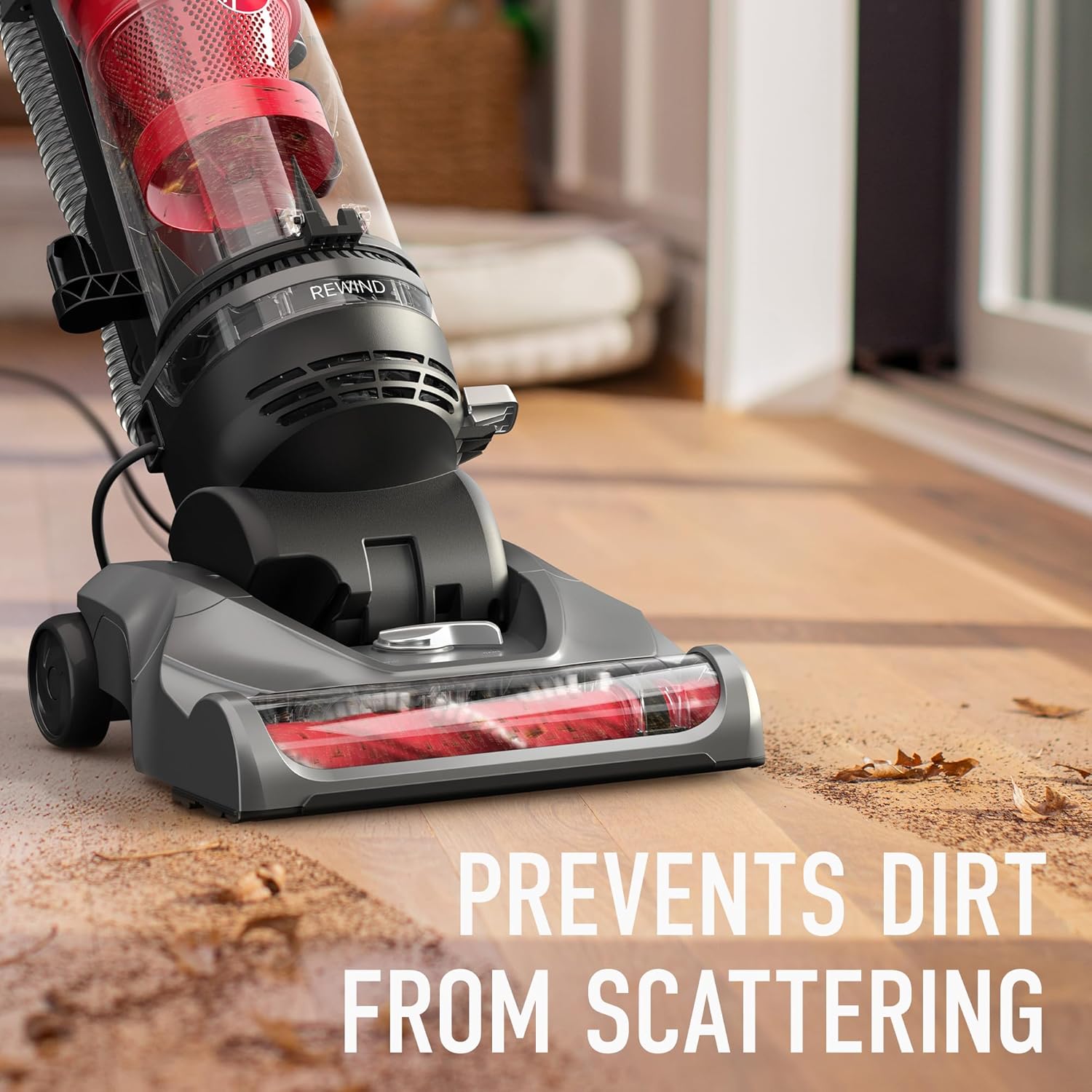 Hoover Rewind Pet Upright Bagless Vacuum Cleaner for Carpet and Hard Floors, Automatic Cord Rewind, Above Floor Cleaning Corded Vacuum Cleaners for Home Use