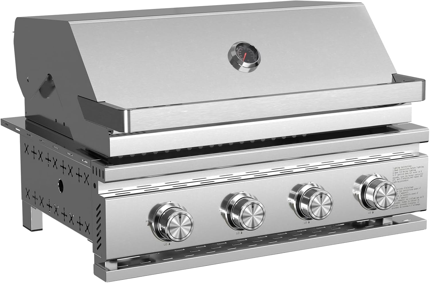 COWSAR 28-Inch Gas Grill Built-In Head, 4-Burner Propane Grill, Heavy Duty 304 Stainless Steel Construction, 8000 * 4 BTU Built-In Grill for Outdoor Cooking