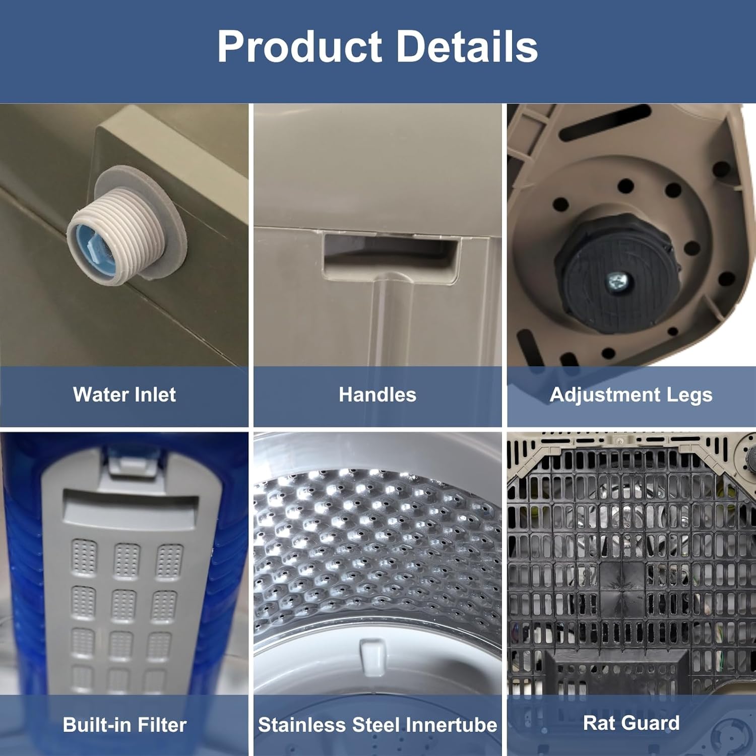 Washing Machine 15.6 LBS Automatic Laundry Machine with 10 Programs, LED Display, 8 Water Levels, High-efficiency Compact Washer for Apartment, RV, Dorm