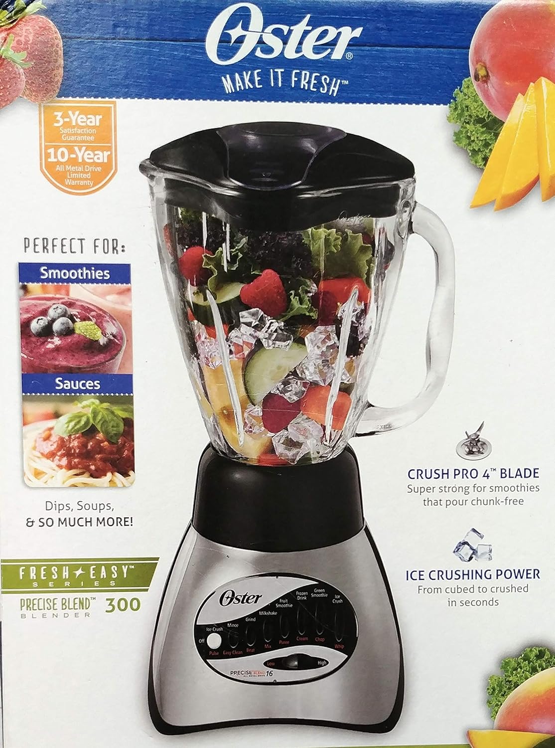 Oster Classic Series 16-Speed Blender with 5-Cup Glass Jar, Countertop Kitchen Blender, Brushed Nickel