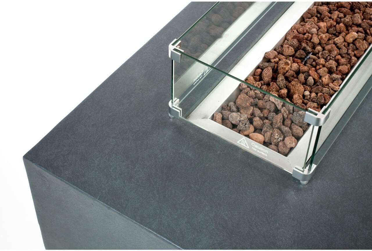 AMS Creations | Chelsea 55 inch Rectangular Wavy Dark Gray Concrete GFRC Natural Gas Fire Table Pit