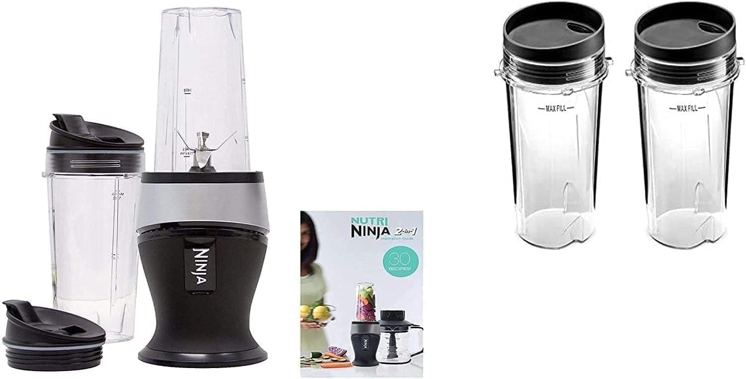 Ninja Fit Personal Blender Set 700-Watts (4) 16oz ToGo Cups and Spout Lids & Recipe Book