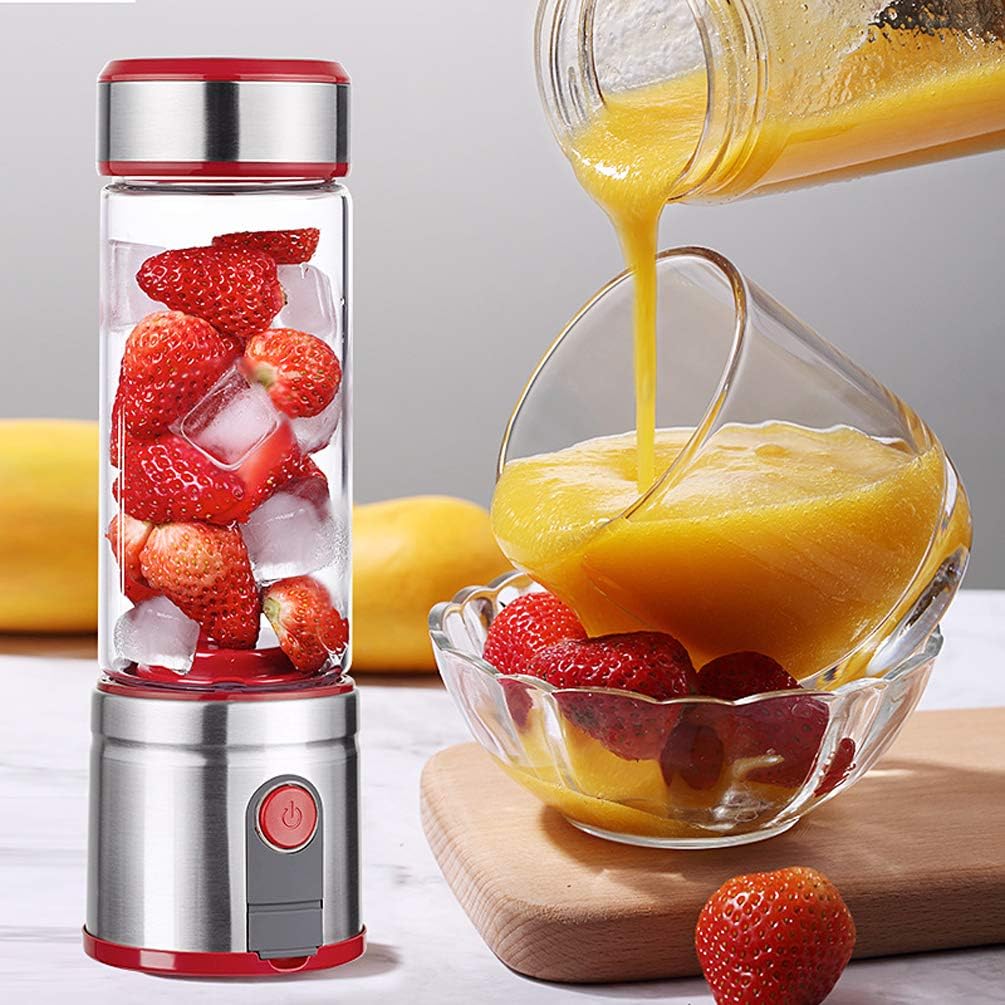 Portable Blender, Mini Blender Smoothie Maker with USB Rechargeable Electric Blender Professional Commercial for Vegetables and Fruit Smoothie Maker Blender Food Processor 5100Mah 450Ml,Silver