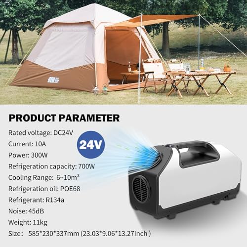 DC 24v Tent Air Conditioner 3000BTU Portable Air conditioner Cooling AC Unit for Outdoor Camping Tent Van RV Camper Motorhome Truck Trailer SUV Car New energy
