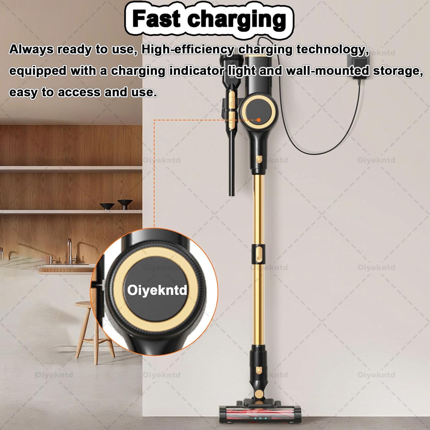 Cordless Vacuum Cleaner, 40 Mins Runtime Removable Battery, Lightweight Self-Standing Stick Vacuum Cleaner with LED Display for Hardwood Floor, Carpet