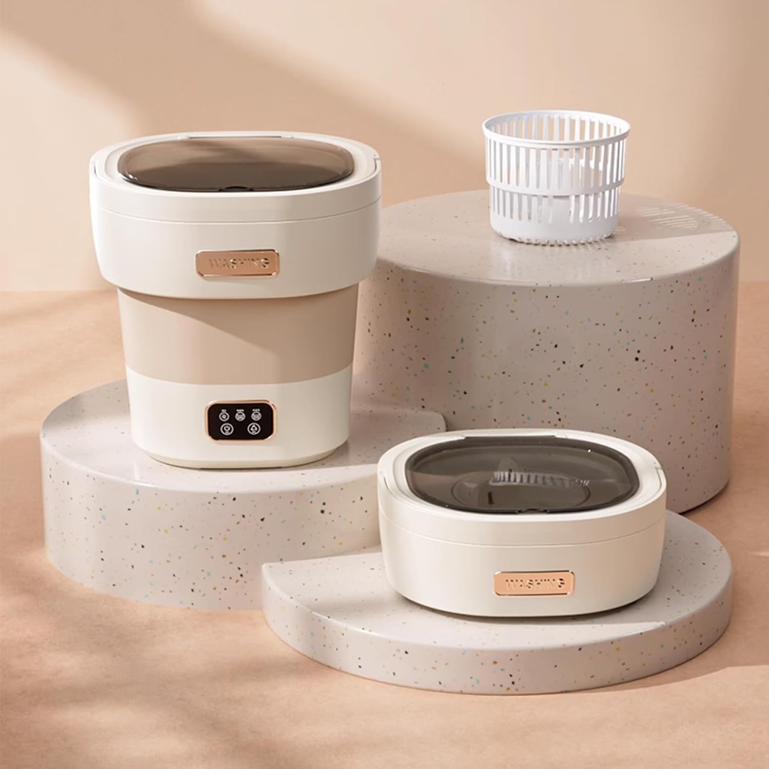 18.5L Portable Washing Machine, Mini Washer, 2 In 1 Foldable Small Smart Laundry Machine, Underwear Washing Machine, Deep Cleaning for Baby Clothes, Underwear, Socks, Apartment, RV, Travel(Pink)