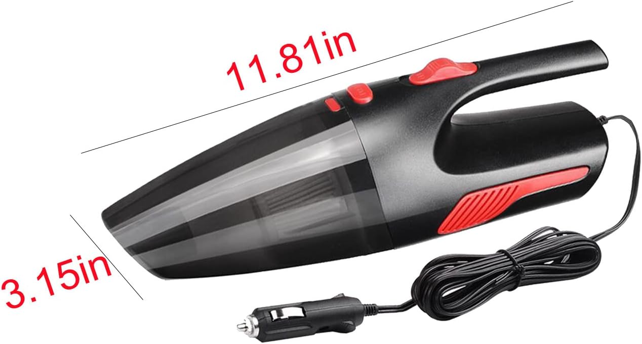 Car Vacuum Cleaner - Portable, High Power, Mini Handheld Vacuum W/ 3 Attachments, 12v, Small Auto Accessories Kit for Interior Detailing
