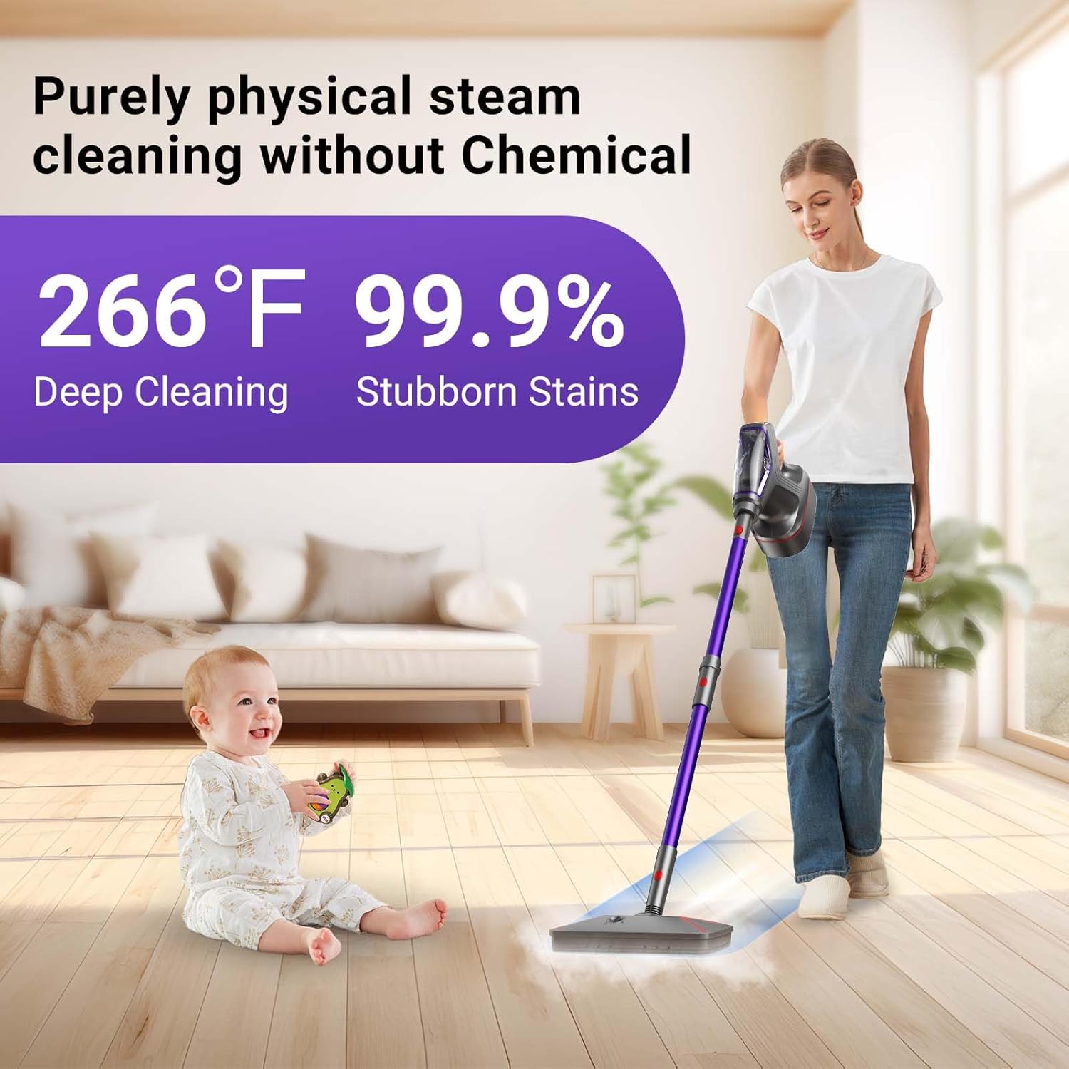 Heavy Duty Power Steamer 3-in-1 Steam Mop and Handheld Steam Cleaner for Home, Garage, Workshop, Hardwood, Tile, Walls, Grout, Windows, Furniture, Deck, with Wall Mount and Cord Storage