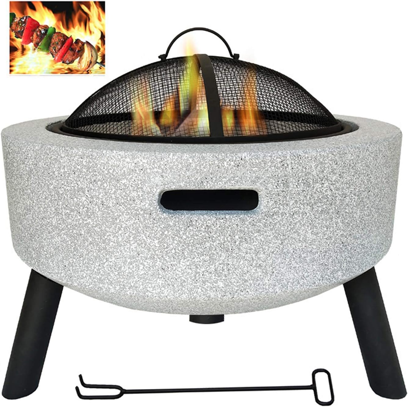 Outdoor Fire Pits Table Top Fire Pit Outdoor Heaters & Fire Pit Grill Bowl Backyard Patio Garden Fireplace with Grill Grate