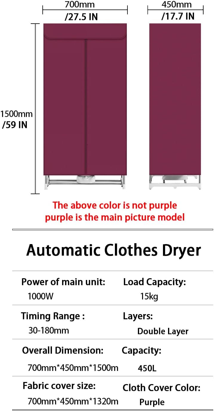 Apartment clothes dryer, Portable Clothes Dryer, Portable dryers for laundry, Mini dryer for clothes, Small portable dryer, Electric Clothes Dryer Machine- US plug(1000W)