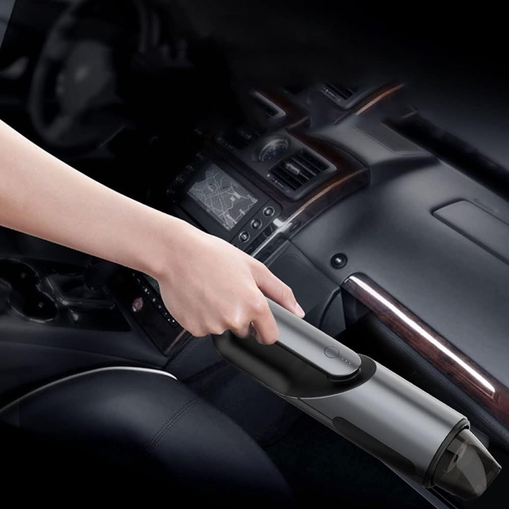 Mini Protable Car Vacuum Cordless,Handheld Vacuum for Quick Cleaning, Hand held vacuuming, USB Rechargeable for Car Home and Office (Color : Black)