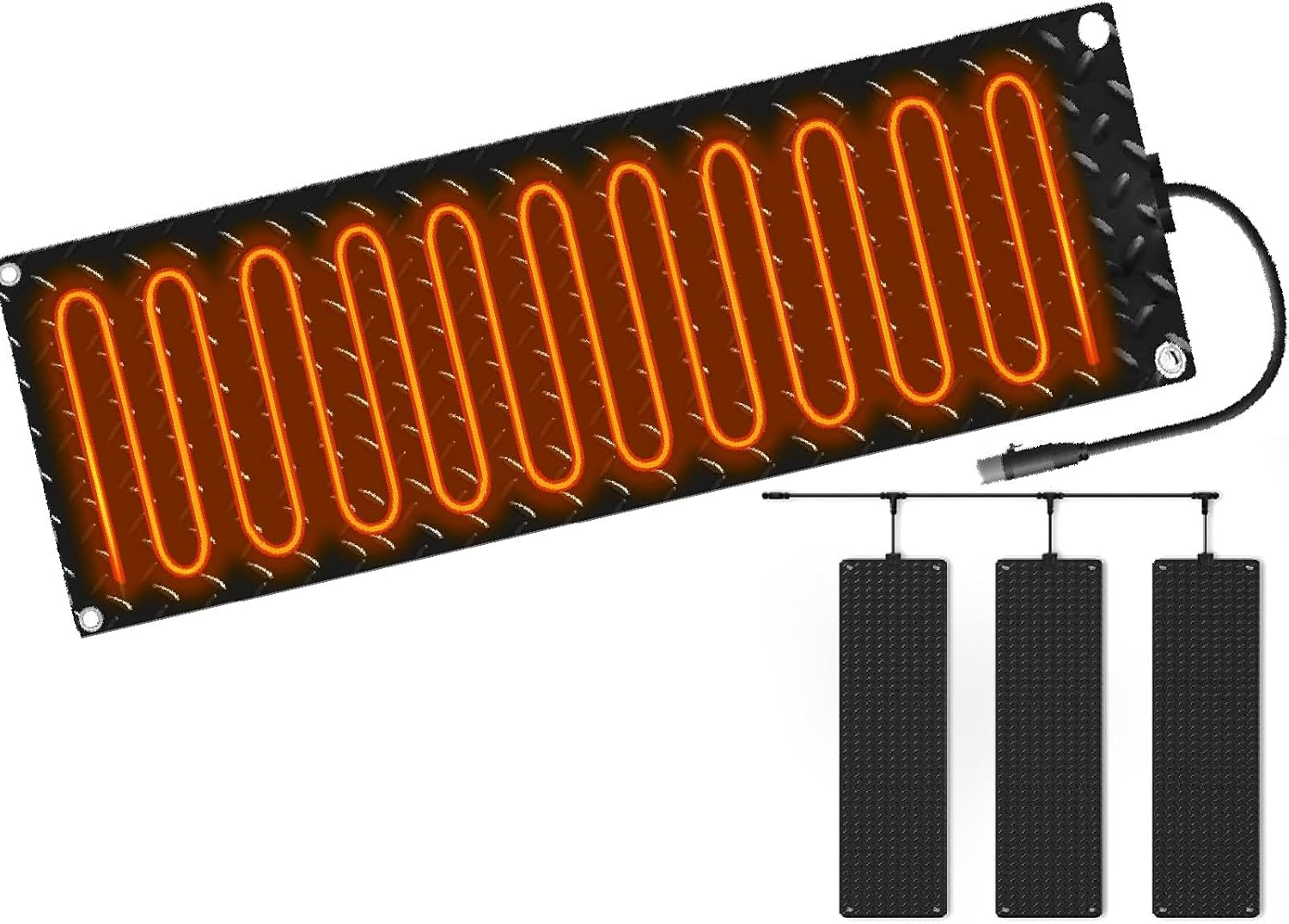 Pack Snow Melting Walkway Mat/Heated Snow Melting Mats/Up to 122°F/50°C, Two-Sided Anti-Slip Texture,with 1.5m/4.9 Ft Power Cord,Slip-Proof Heated Outdoor Mats 14.17x47.24in