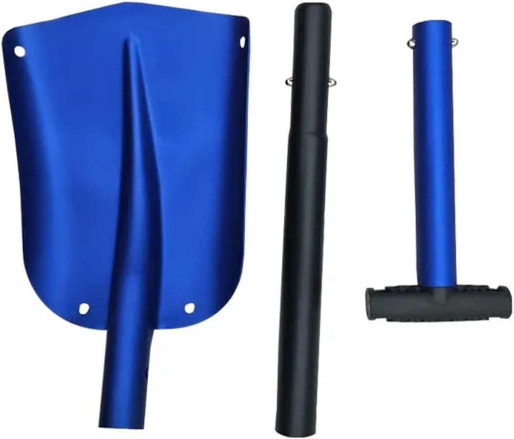 Retractable Outdoor Snow Shovel Aluminum Alloy Ice Shovel Winter Snow Remover Tool Camping Garden Folding Shovel Survival Tools(Blue)