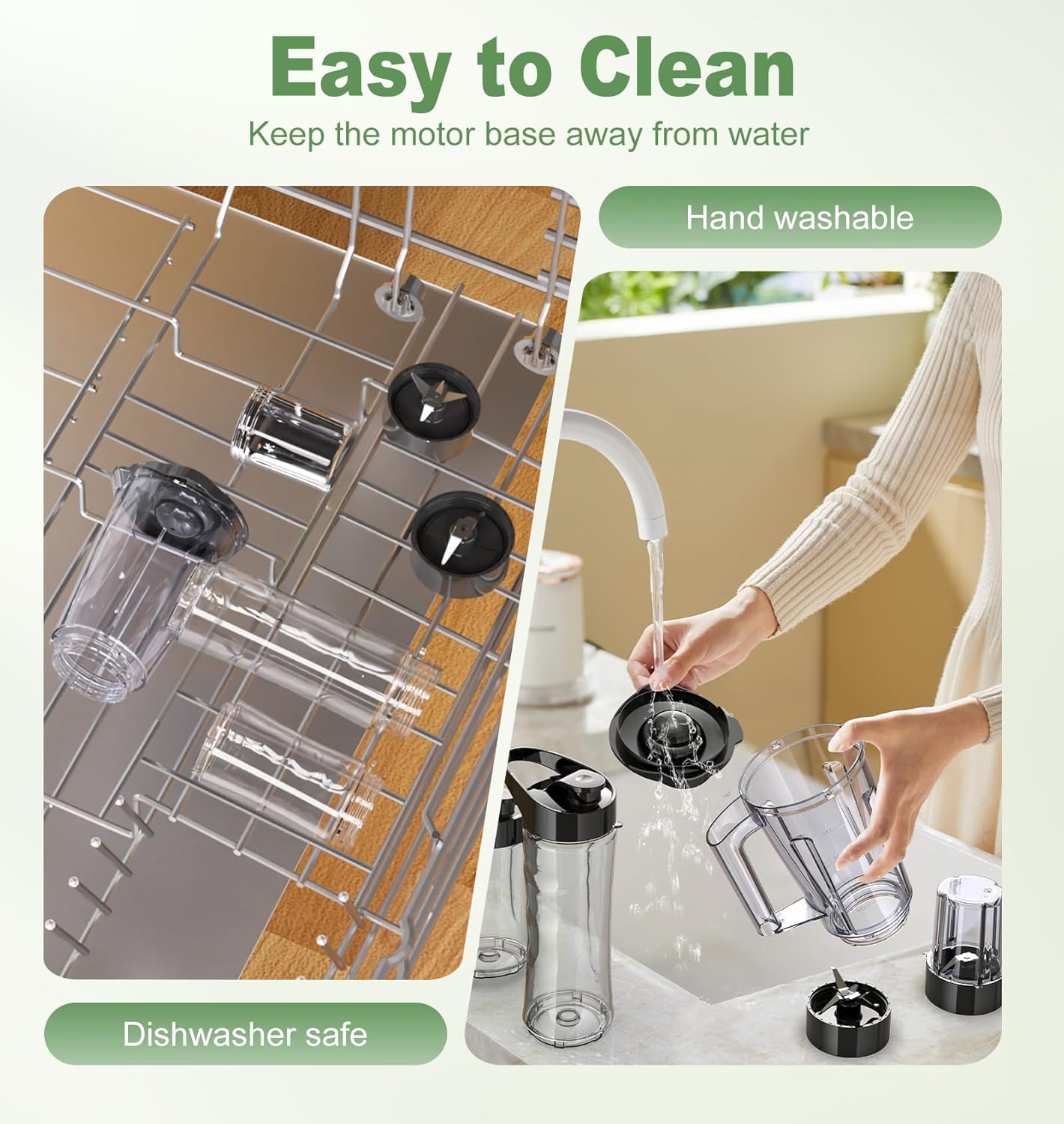 Smoothie Blender, Personal Blenders for Smoothies and Shakes, Smoothies Maker and Coffee Grinder with 2 To-Go Cups, Countertop Blender for Kitchen, BPA Free