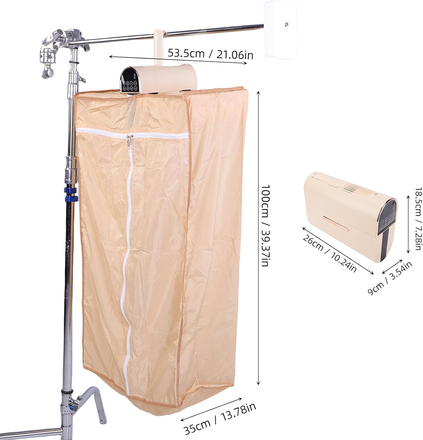 Portable Clothes Dryer Foldable Mini Laundry Dryer Compact Electric Drying Machine for RV-240 Minute Timing Function for Various Fabrics (Beige)