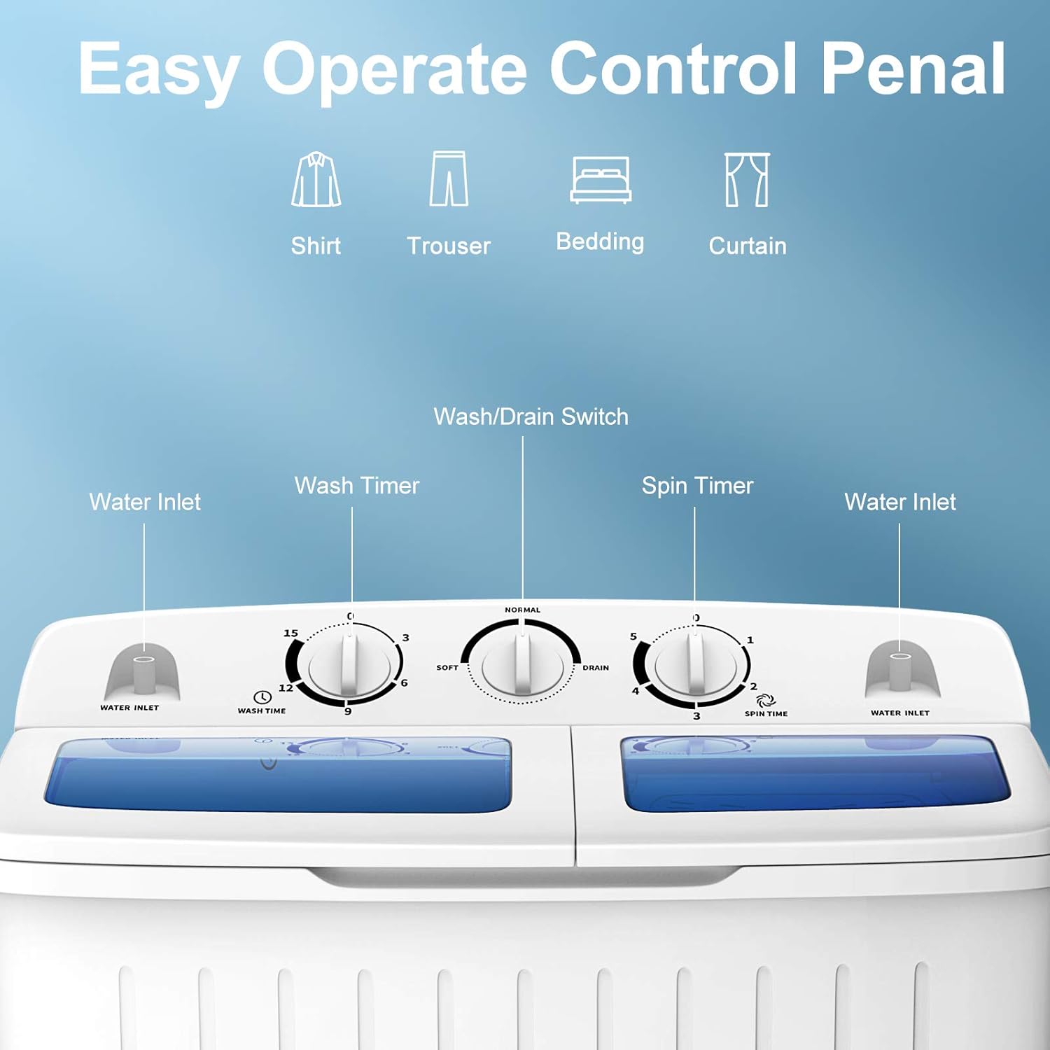 Giantex 12lbs 8lbs Twin Tub Mini Washer and Euhomy 850W 1.5cu ft Portable Electric Dryer Bundle