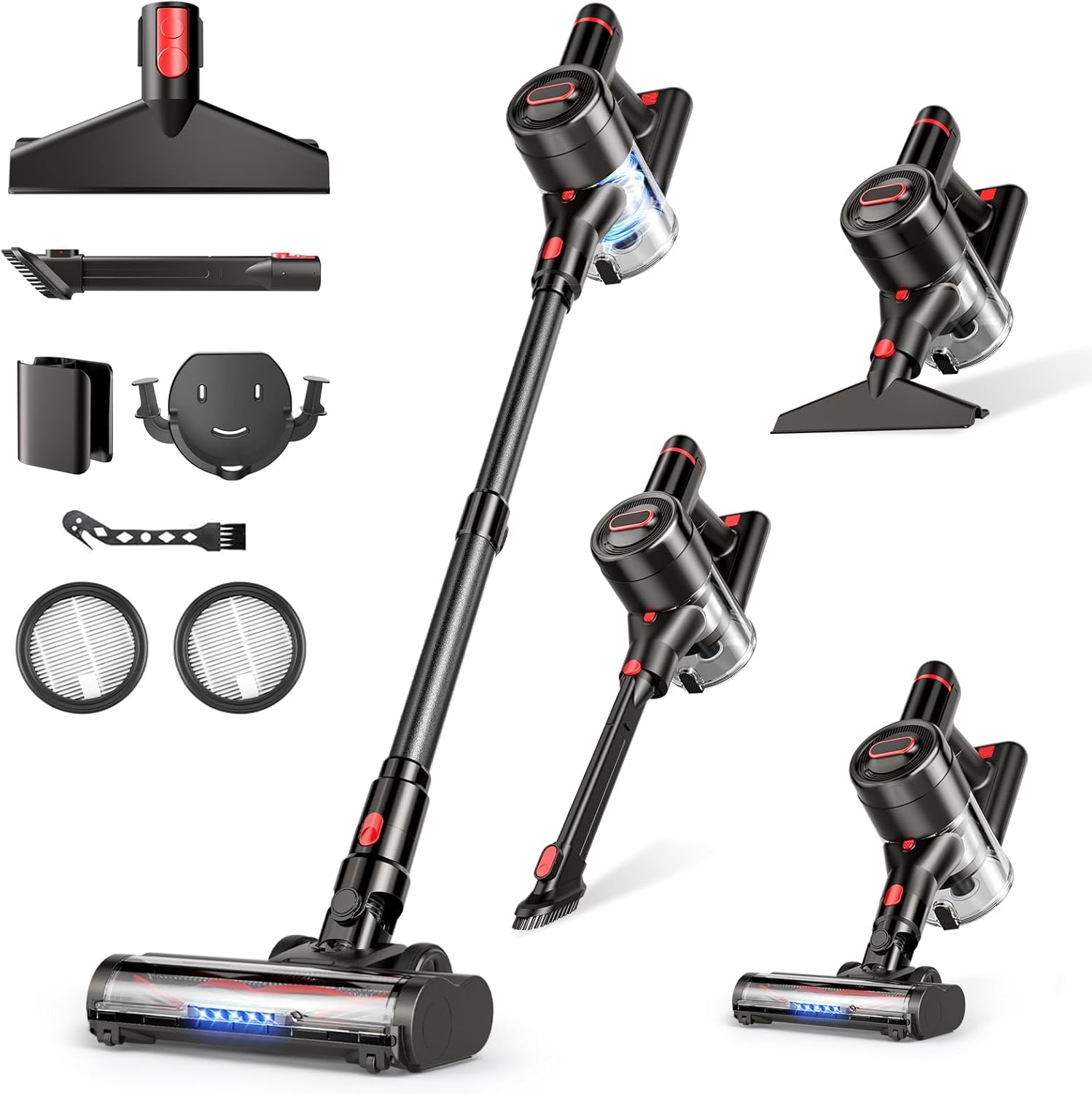 Cordless Vacuum Cleaner, 450W/40Kpa Stick Vacuum with Powerful Suction, 50Min Vacuum Cleaner for Home, Anti-tangle and 1L Dust Cup, 8 in 1 Lightweight Vacuum for Hardwood Floor Carpet Pet Hair