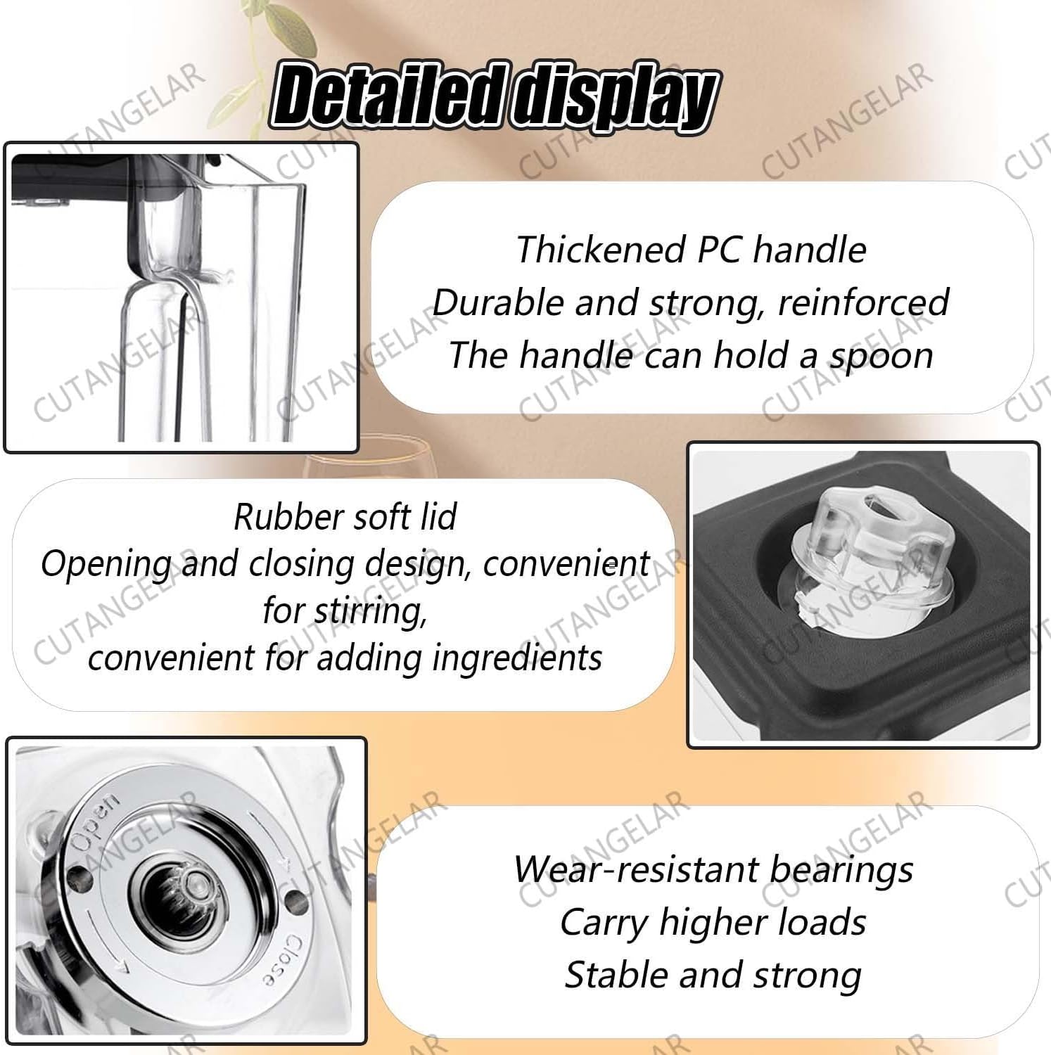 Commercial Blender 2200W with Soundproof Cover - 2L Large Capacity Quiet Professional Blender, 5 Preset Speeds, 17000 RPM Ice Crushing, for Crushing Smoothies and Milkshakes