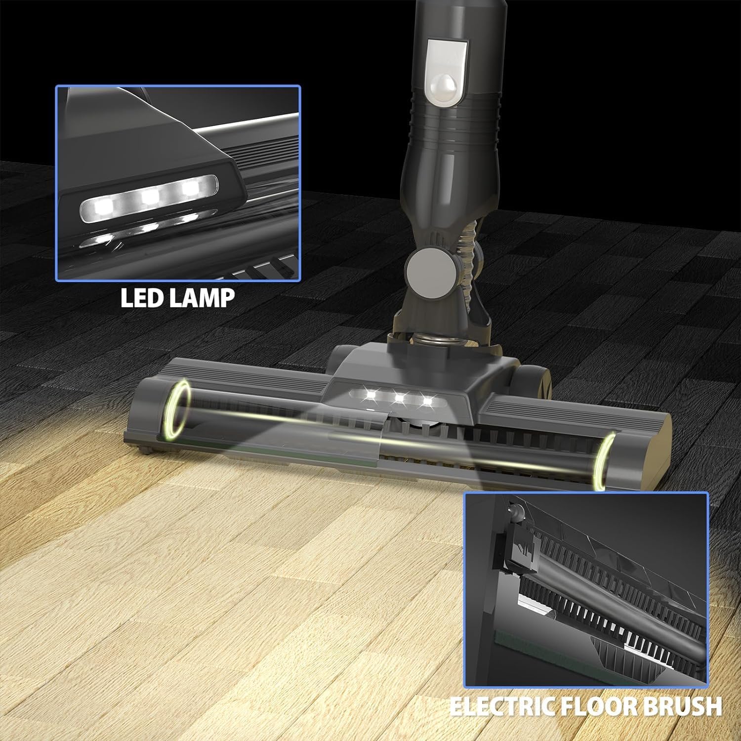 Handheld Vacuum Clean,Upright Vacuum Cleaner Cordless Vacuum Cleaner 2 Suction Modes Max 15Kpa Powerful Lightweight Stick Vacuum Cleaner 20-40Mins Runtime, 180°Flexible LED Brush, for Hard Floor, Carp