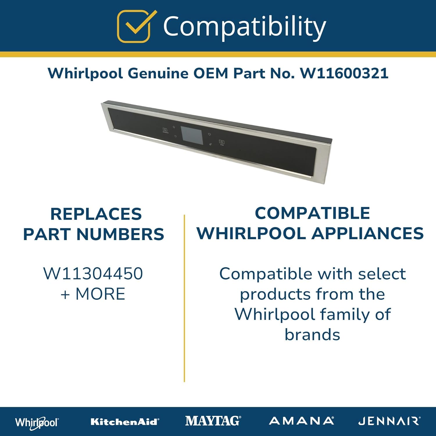 Whirlpool W11600321 Genuine OEM Built-in Combination Oven Control Board Replacement Part - Replaces W11304450