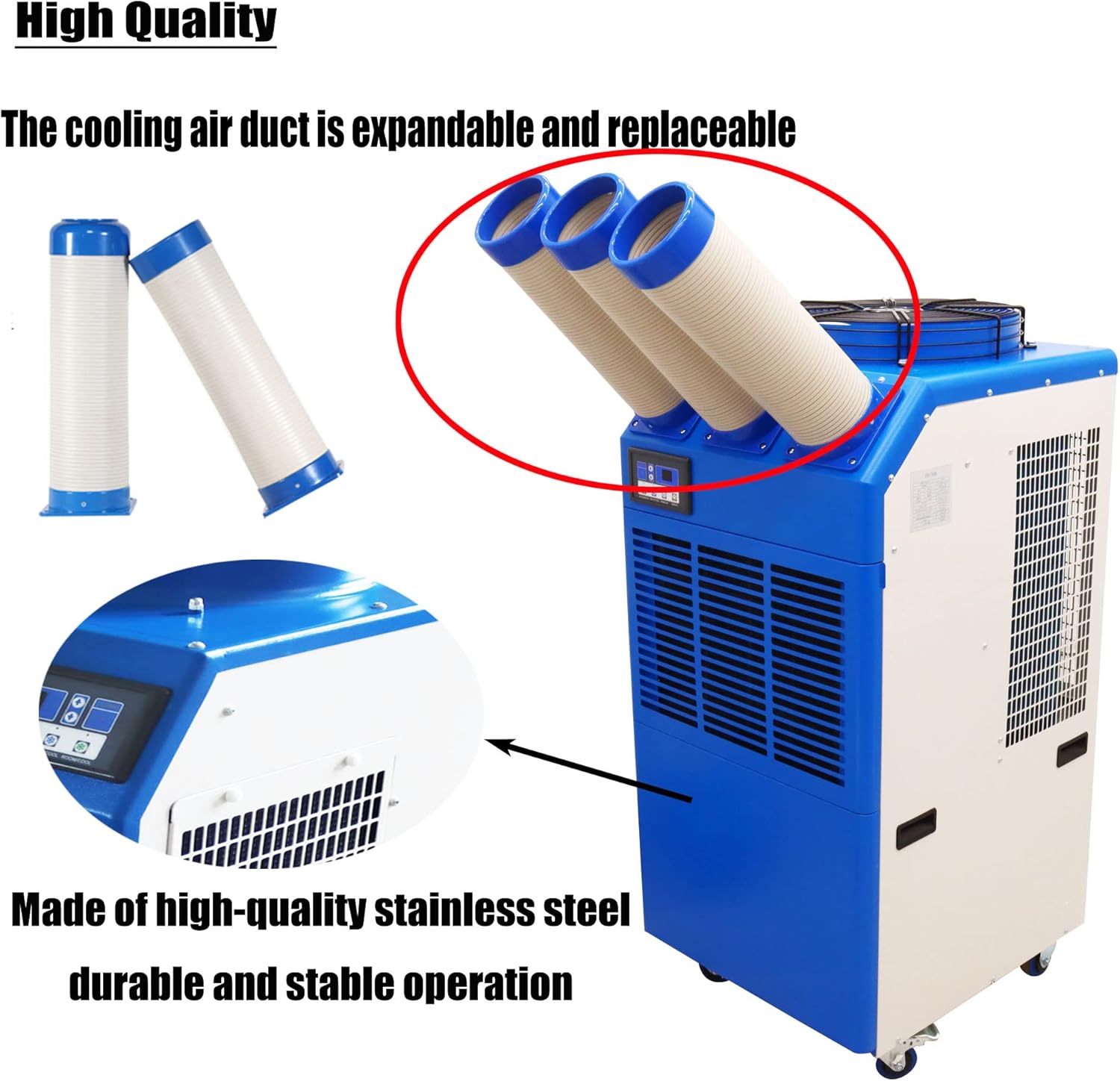 Industrial Air Conditioner Portable Mobile Spot Cooler Industrial Grade Commercial Indoor Outdoor Machine Three Tubes 220V 2400W